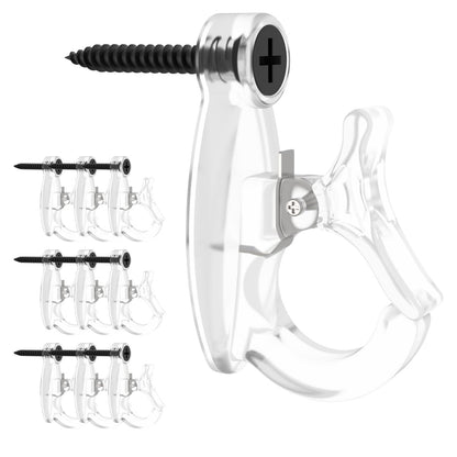 GEZIDEA Light Hanger Hooks, Screw-in Hooks for Hanging String Lights, Wire, Plants, Wind Chimes - Plastic, Clear, 20 Pack