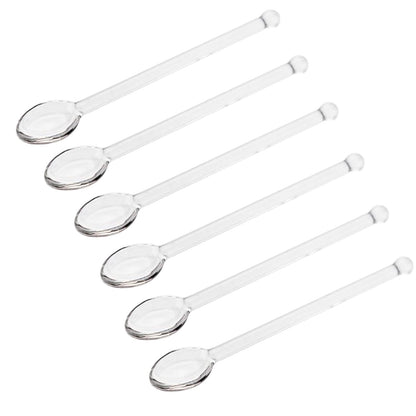 6 Pcs Clear Glass Spoons,Glass Stirring Teaspoons Coffee Spoon Rod Mixing Spoon Tea Stirrers for Home or Party,13mm/5.1inch