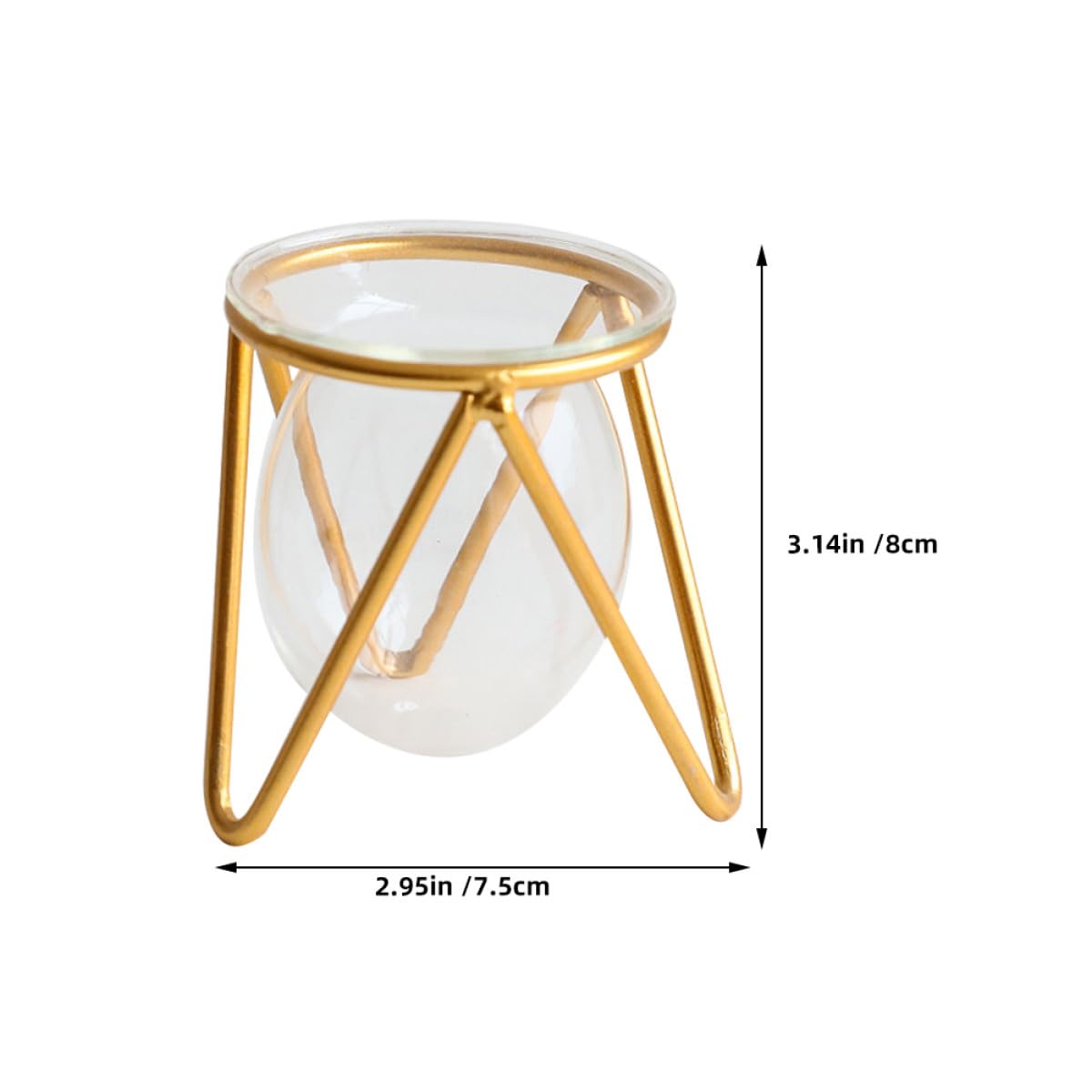 DOITOOL Hydroponic Glass Vase with Metal Stand, Small Decorative Succulent Planter Bulb, Gold Desktop Plant Container for Indoor Terrarium and Home Décor