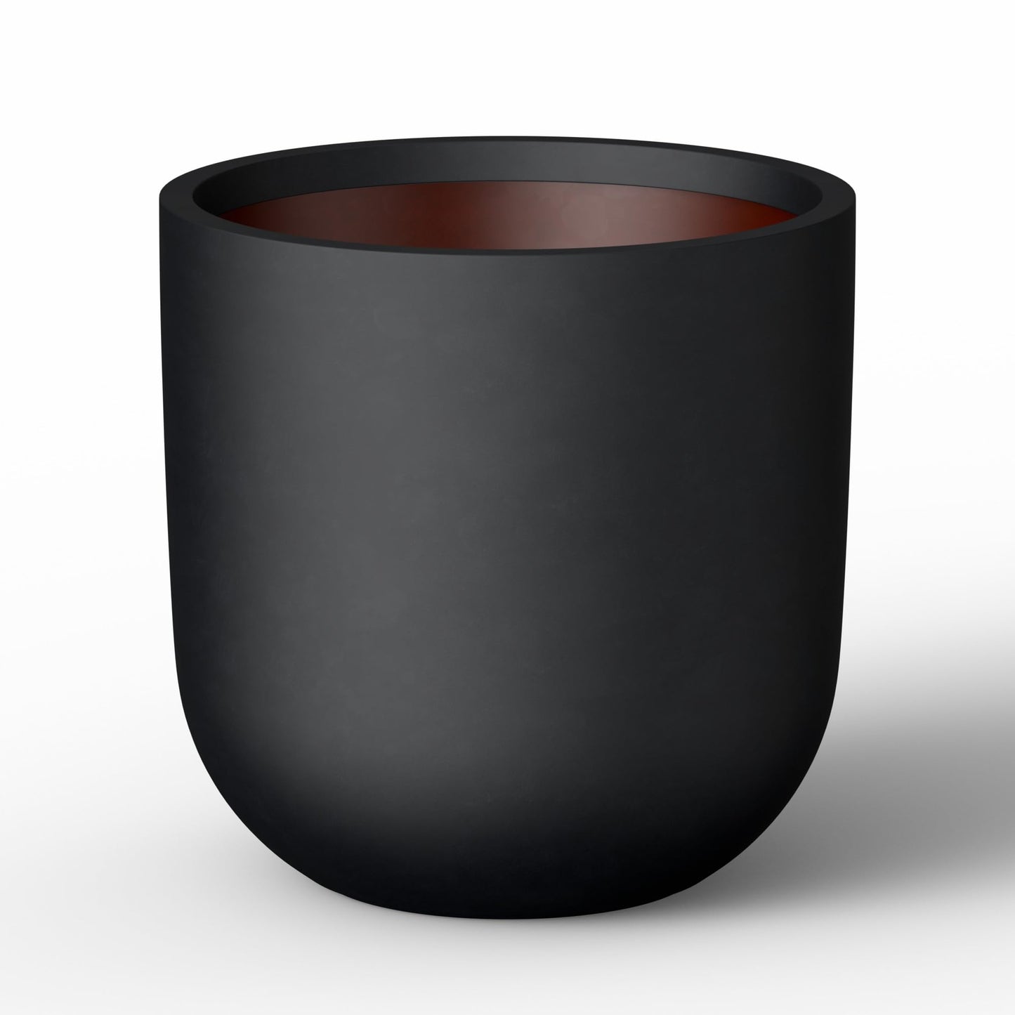Kante 11.0" Round Concrete Planter, Large Cylinder Plant Pot with Curved Bottom and Drainage Hole, for Indoor and Outdoor Use – Garden or Patio, Black Finish with Painted Interior
