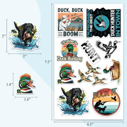 Duck Hunting Stickers 50 Pieces Vinyl Waterproof Decal for Laptop Water Bottle Phone Car Window Bike Motorcycle Stakeboard Scrapbook Ducks Hunt Sticker Gifts