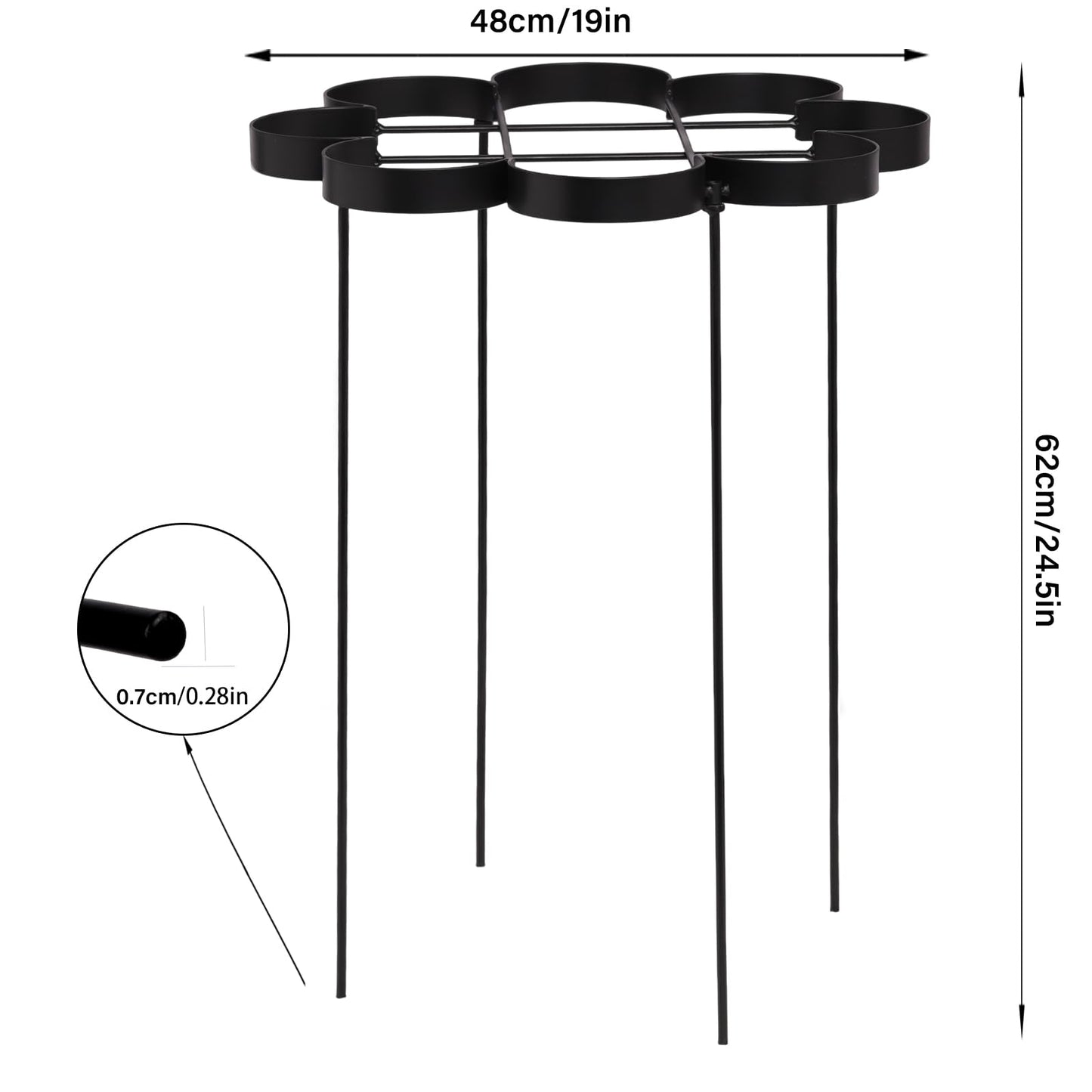 GOOOXIM 25" Peony Cages and Supports - Elegant Black Modern Flower Support Stakes for Peonies & Dahlias - Designed for Stability & Growth - Perfect for Gardens & Patios