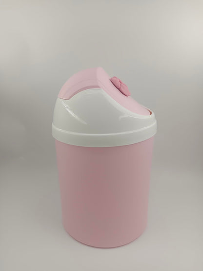 WQURC Mini Pink Desktop Trash Can with Swing Lid, Resin Bow Accent – 3.5L Compact Odor Control Small Waste Bin, Durable Plastic Tabletop Garbage Pail, Exclusive Only for Desktop Tiny Garbage Storage