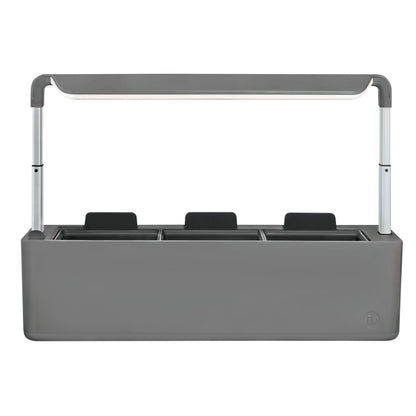 iDesign Countertop Self-Watering Plant Pot Center with Grow Light and 3 Plant Pots, Charcoal