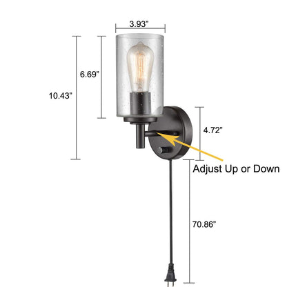 DANSEER Contemporary Oil Rubbed Bronze Bubble Glass Wall Sconces Set of Two Sconce Plug in with Switch
