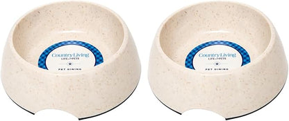 Country Living Set of 2 White Swan Bamboo Dog Bowls (32oz) – Naturally Sourced Bamboo Design, Non-Toxic, Durable, Dishwasher & Microwave Safe and Pet-Safe Feeding Dish, Ideal for Medium to Large Dogs