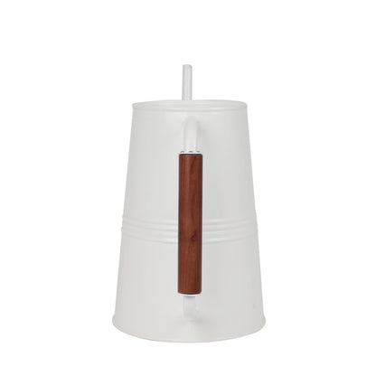 CLMSTE Metal Watering Can with Long Spout & Wooden Grip Handle,1 Gallon,White