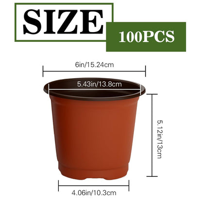 Cidenbio Nursery Pots 100 PCS 6 Inch Plant Pots with 100 Labels, Planting Pot for Plants Indoor Outdoor, Plastic Flower Pot for Seedlings Transplanting Small Plants Growing