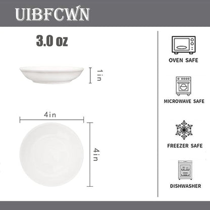 UIBFCWN 3 Oz Ceramic Dipping Bowls, Soy Sauce Dishes Set of 20, Dipping Sauce Cups/Bowls/Dishes for Kitchen, Mini Appetizer Plates for Condiment Sushi Ketchup BBQ Party, 4 Inch