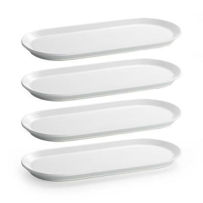 Gacoree Ceramic Oval Serving Platters Set of 4, 13 Inch White Porcelain Serving Trays for Appetizers, Sushi, Charcuterie, Desserts & Side Dishes, Microwave Dishwasher Oven Safe
