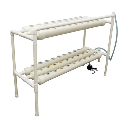 EQCOTWEA Wall-Mounted Hydroponic Grow Kit 54 Plant Sites Hydroponics Planting System 6 PVC Pipes Hydroponic Gardening Indoor System with 110V Water Pump,Planting Sponge,Hose