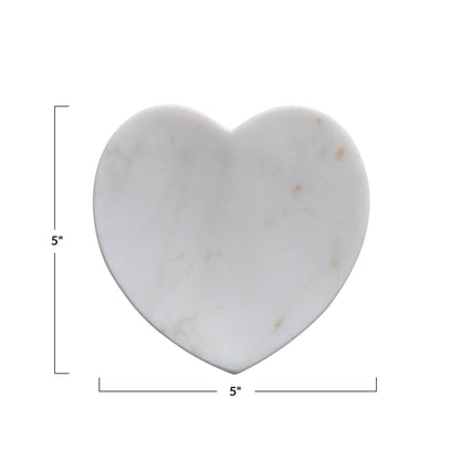 Creative Co-Op Marble Heart Shaped Dish, White