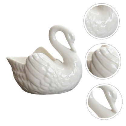 BCOATH White Swan Succulent Planter Pot - Household Plant Container - Decorative Succulents Pot Planter - Outdoor Decor - Animal Statue Ceramics Candle Holder - No Holes