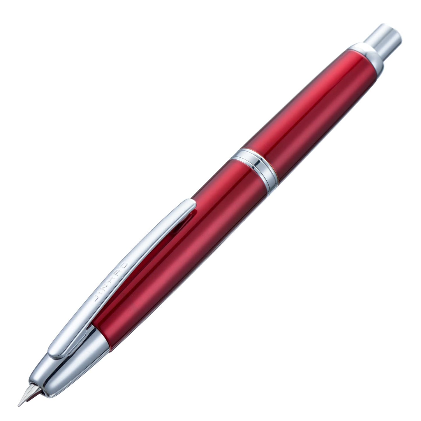 Jinhao 10 Press Fountain Pen with Box, Rose Red Retractable Extra Fine Nib with Ink Converter Set (Silver Clip)