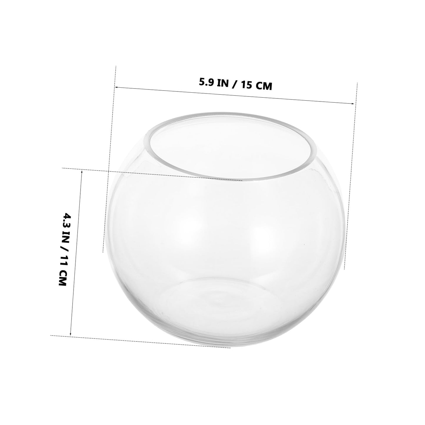 WATIIFUFU Glass Vase Hydroponic Plant Holder 15cm Round Bubble Fish Bowl Terrarium Container for Home Office Desktop Decoration