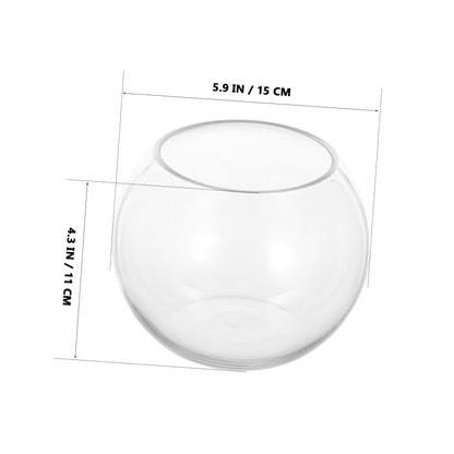 WATIIFUFU Glass Vase Hydroponic Plant Holder 15cm Round Bubble Fish Bowl Terrarium Container for Home Office Desktop Decoration