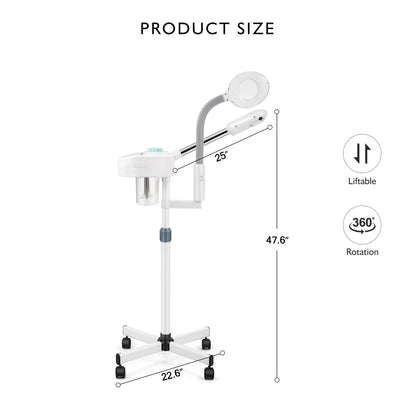 Professional 3 in 1 Facial Steamer Upgrade Esthetician Steamer with hot & Cold Nozzle 5X LED Magnifying Lamp Beauty Salon Spa