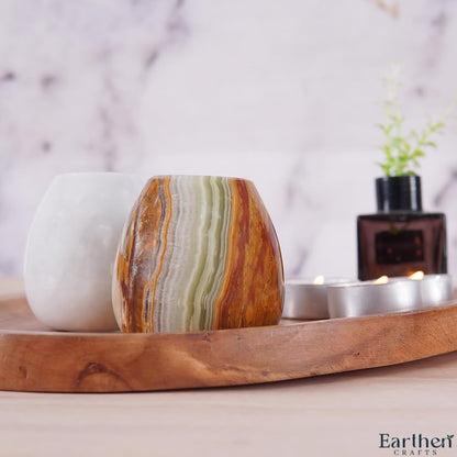 Earthen Crafts Marble Salt and Pepper Shakers Set of 2 Green Onyx & White 2.3" Inches Salt & Pepper Storage Container, Spice Dispenser for Dining Table Countertop Accessory, Kitchen, Home, Restaurant