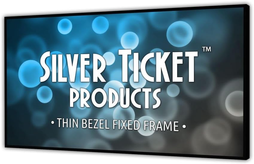 Silver Ticket Products S7 Series 6 Piece Thin Bezel Home Theater Fixed Frame 4K/8K Ultra HD, HDTV, HDR & Active 3D Projection Screen, 16:9 Format, 106" Diagonal, Grey Material S7-169106-G