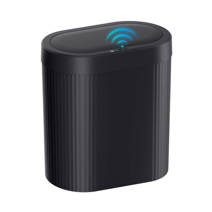 jinligogo 5 Gallon Bathroom Trash Can with Lid, Automatic Motion Sensor Black Trash Can, Touchless Slim Waterproof Garbage Bin for Kitchen, Bedroom, Office, and Bathroom