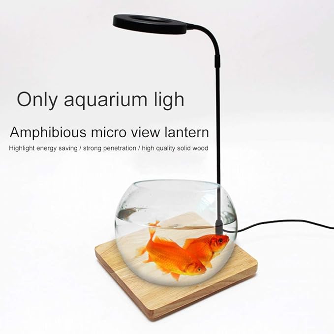 Full Spectrum LED Light with Bamboo Board Nano Fish Tank Light USB Powered 360 Degree Bettas Fish Tank Lights for Plant Growth(Size:L/27x28.5cm)