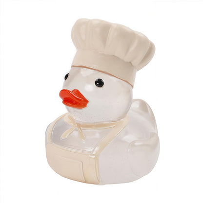 OYL Resin Chef Duck Figurine Everyday Hero Small Collectible Statue Novelty Craft Decorative Ornament for Desktop Shelf Home Office Decor Gift