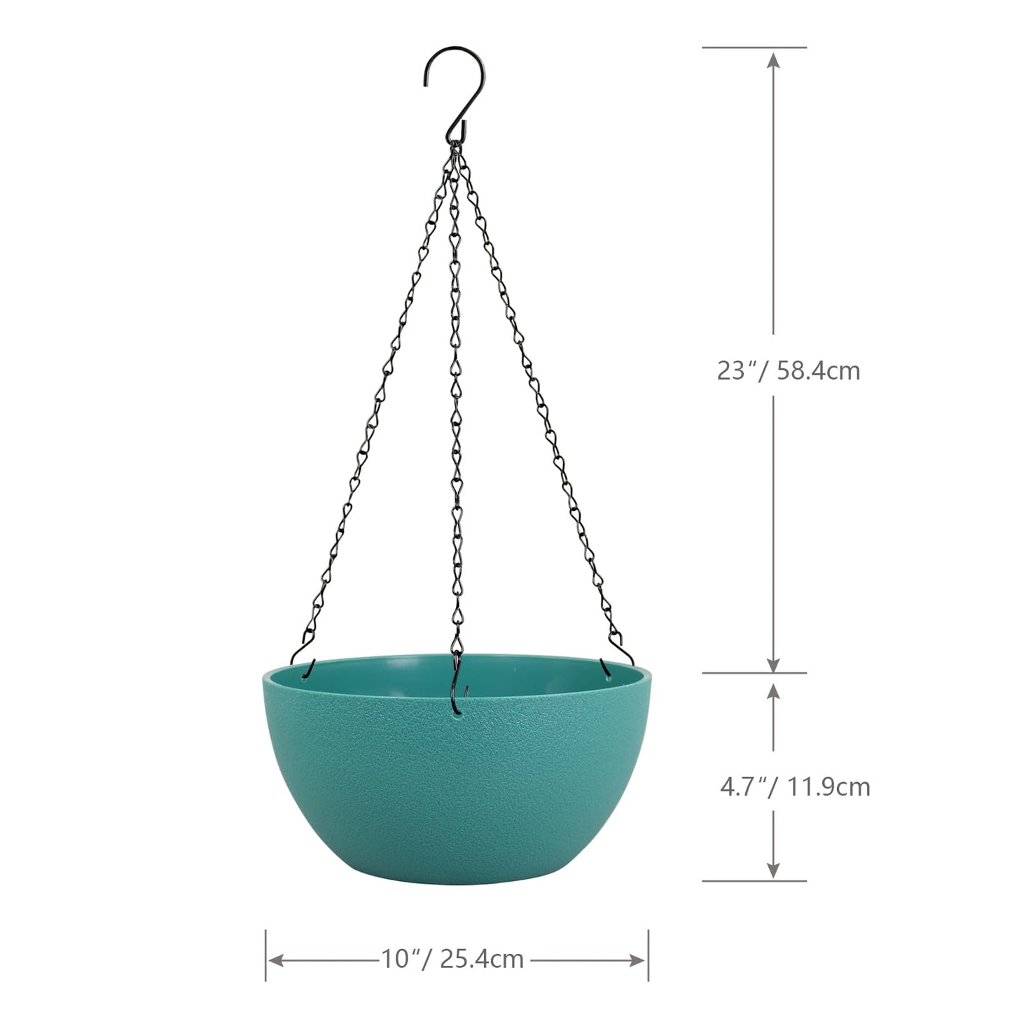 WSMKSZ 10 inch Hanging Planters for Outdoor Indoor Plants with Drainage Holes and Chain, 2 Pack Round Hanging Flower Pots for Garden Home Porch Decor, Blue Green