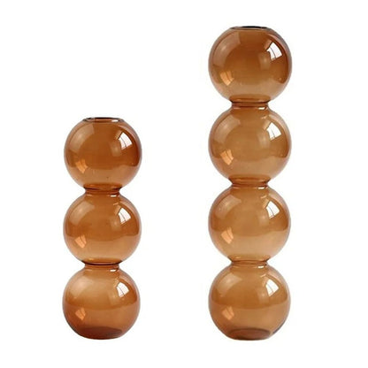 LKXHarleya Aesthetic Ball Aesthetic Decorative Vase, Glass Bubble Vases Ball Bud Vase for Centerpieces, Flower Arrangement, 2.36 x 8.66 Inch, Brown