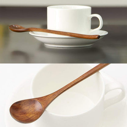 renawe 12 Pcs Small Wooden for Coffee Spoon Set Teaspoons Tasting Spoons Tiny Wood Iced Tea Spoons Stirring Spoon for Jars Eating Spices Seasoning Spoons Stir Spoon Honey Spoons, 9 inch, Natural