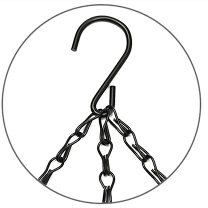 WINCSPACE Black Hanging Basket Chains 3 Leads Flower Plant Pot Replacement Chain with Hooks Hanger for Bird Feeders, Planters, Lanterns and Ornaments 5 Pack Choose Length (20inch)