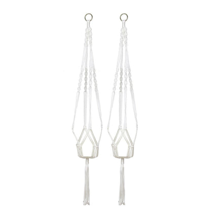 uxcell Nylon Outdoor Indoor Balcony Macrame Plant Hanger Flower Pot Holder Hanging Rope Baskets 2pcs White