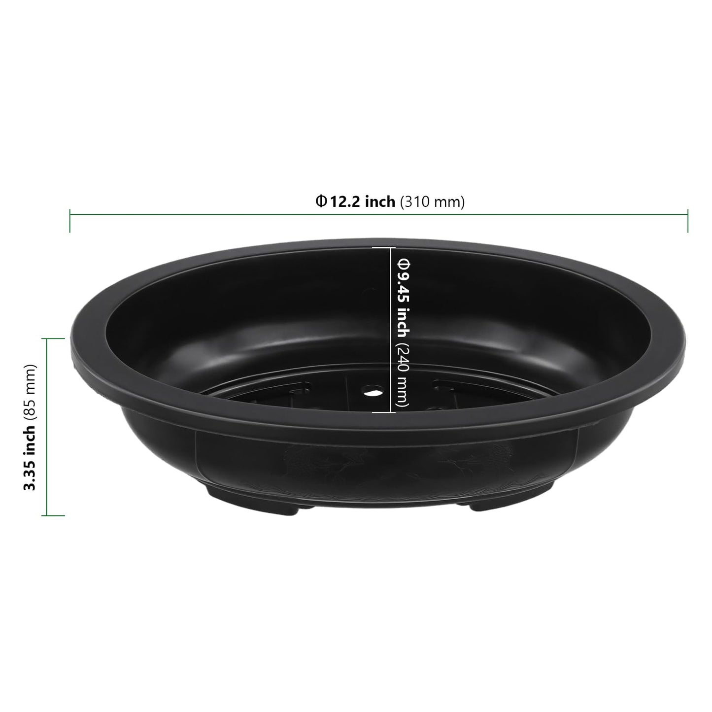 HAKZEON 12 Pcs 12 Inch Bonsai Training Pots, Matte Finish Plastic Oval Bonsai Training Pots with Drainage Hole, Oval Planters Shallow for Balcony Garden Nursery, Home Succulent, Indoor Plants, Black