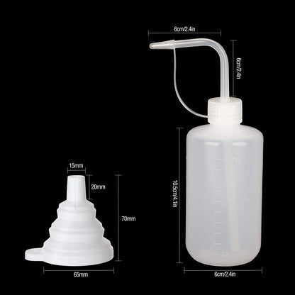 Hyber&Cara Safety Wash Bottle with Cap 3Pcs 250ml Plastic Plant Watering Tattoo Squeeze Bottle for Lab with 1Pc Silicone Funnel