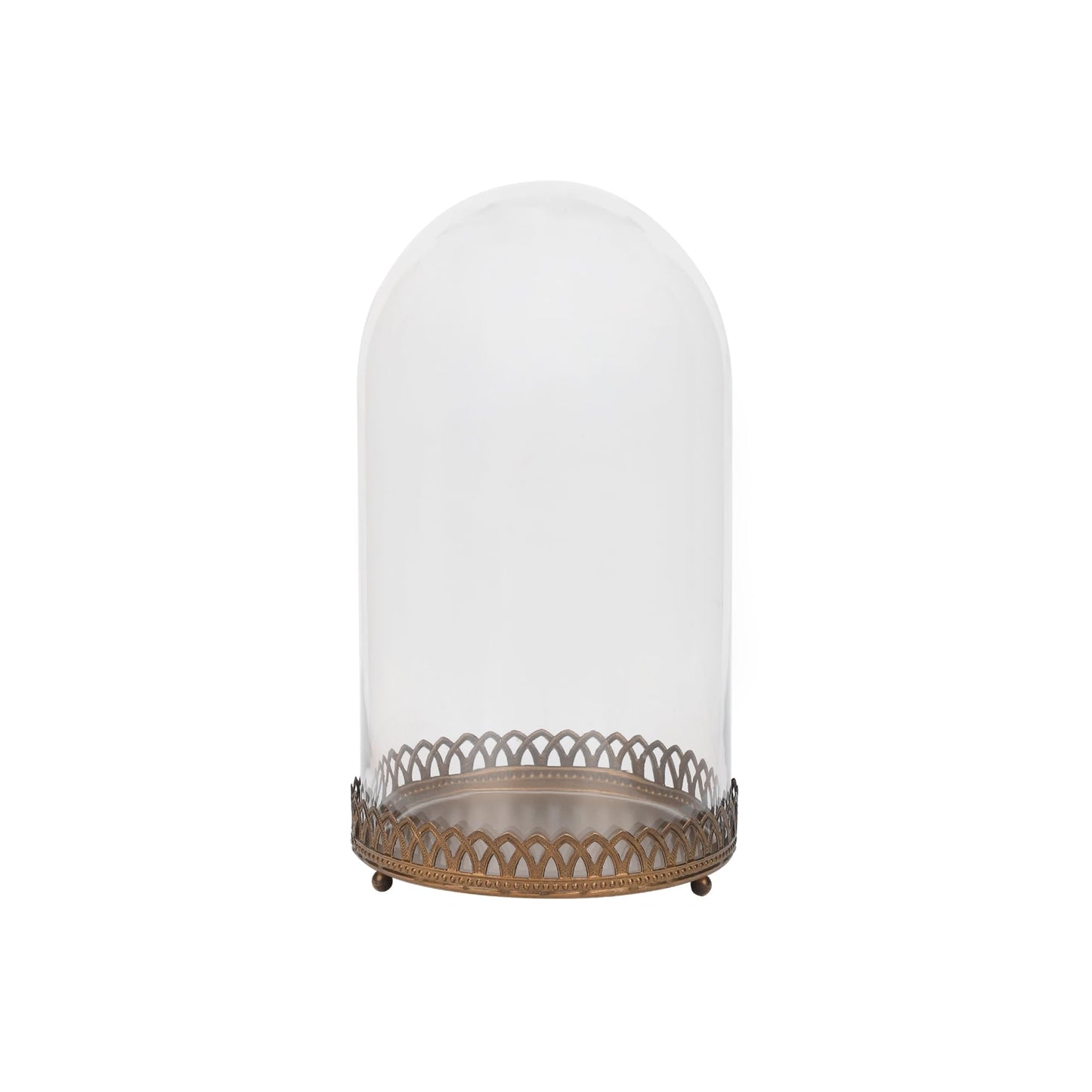 10" Tall Glass Dome with Metal Base in Antique Bronze for Terrarium, Plants, Trinkets, Cakes, Figurines, LED Light String, Candle. Cloche Glass Dome, Bell Jar Display Case, Mantle Place (1, 5.5"x10")