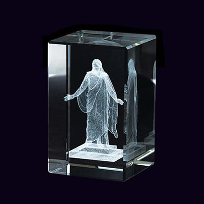 Lifebeats Christus Statue Laser Engraved Crystal Cube by Ringmasters