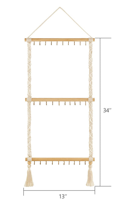 Dahey Necklace Holder jewelry Holder Organizer Over Door Necklace Rack with 30 Hooks Wall Mounted Macrame Wall Hanging Small Woven Tapestry Wall Art Decor Boho Home Decor Nursery, Party Decorations