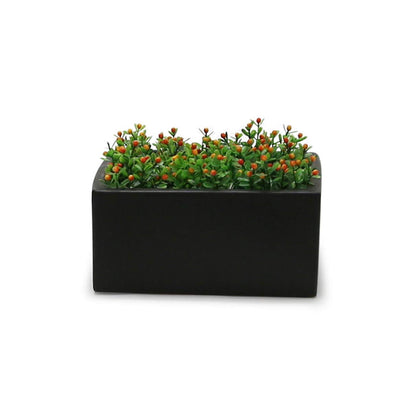 WGV Block Ceramic Vase, Width 8", Height 4", Elegant Morden Short Square Floral Planter Terrarium Container Table Dresser for Event Accent Home Office Decor Black 1 Piece