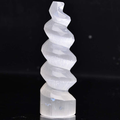 AMOYSTONE Selenite Crystal Tower Large Spiral Wands Healing Stones Chakra for Meditation 6" Home Decoration 1 PC