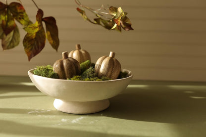 Foreside Home and Garden Pumpkin Deco Baubles Figurines with Bag Set of 3 Beige