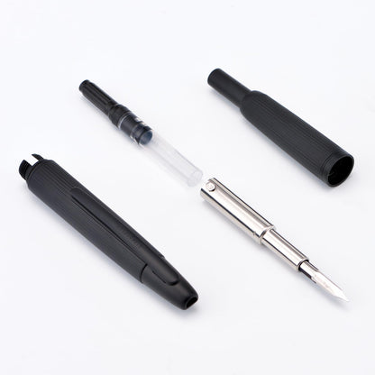 Jinhao 10 Press Fountain Pen with Box, Matt Black Chromium Retractable Extra Fine Nib with Ink Converter Set (Clip Version)