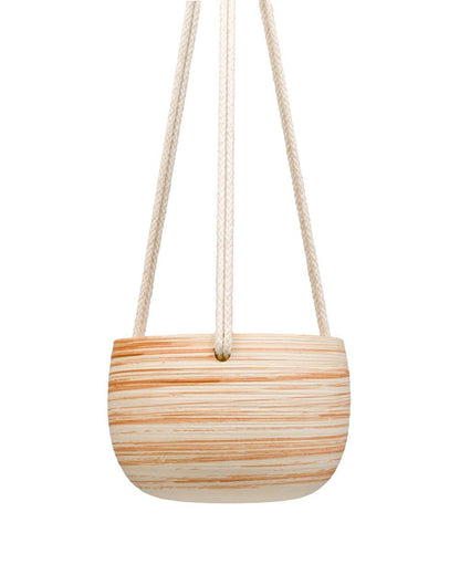 Mkono Ceramic Hanging Planter Macrame Plant Holder 5 Inch Cute Succulent Cactus Pot with Cotton Rope Hanger for Indoor Outdoor Decor, 2 Pack