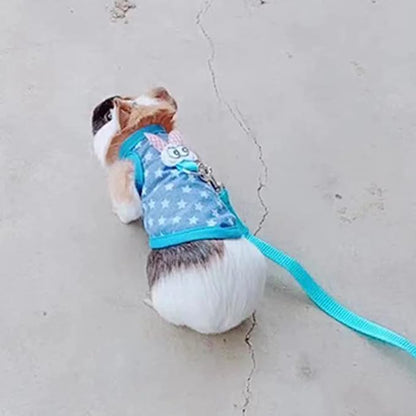 Small Animals Harness Warm Hamster Clothes Blue Guinea Pig Harness and Leash Set Small Pets Outfits for Mouse Rats Hedgehog Squirrel and Small Breeds,S