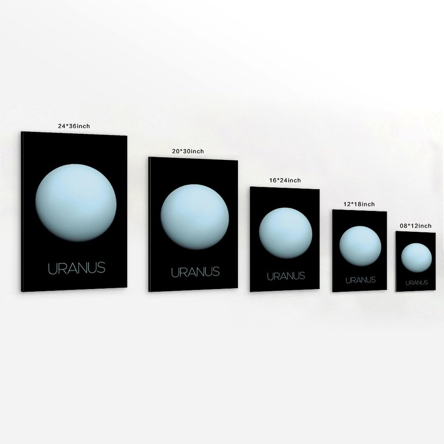 Solar System Planets Canvas Wall Art - Uranus Planet Space Poster for Kids Room Bedroom Classroom, STEM Educational Astronomy Decor, Science Gift for Boys Girls, 12x18 Inch Framed