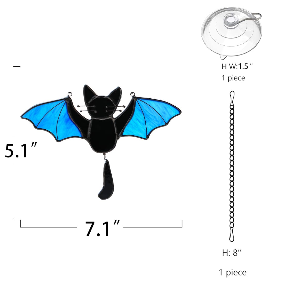 EPOGIFTS Black Cat Decor Stained Glass Suncatcher,Halloween Bat Cat Decor for Party,Cute Cats Gifts for Cats Lover Stained Glass Window Hanging,Halloween Ornament for Balcony,Yard