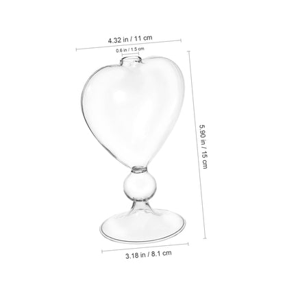 HEALLILY Heart Shaped Hydroponic Glass Vase Desktop Flower Holder Decorative Terrarium Planter for Fresh Dried Plants Transparent Creative Centerpiece for Home Office Tabletop Decor