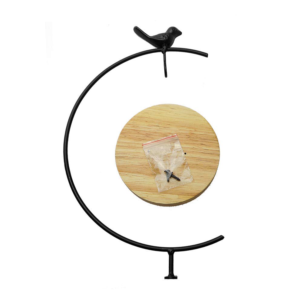 Archi G-Shaped Ornament Display Stand Iron Pothook Stand for Hanging Glass Globe Air Plant Ornament Stand Iron Pothook Stand Terrarium and Christmas Decoration with Wood Base