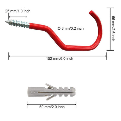 AIYoo Heavy Duty Bike Hook for Garage Ceiling, 6 PCS Garage Storage System Hooks Loading Capacity 100 LBS, Large Screw Bike Hooks for Garage Wall and Garage Ceiling, Outdoor String Lights Plants hooks