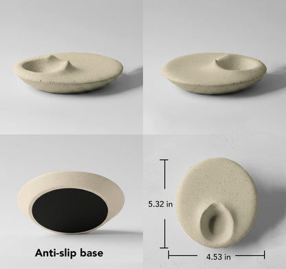 Velshirae Speckled White Cement Incense Holder & Palo Santo Burner – Minimalist Oval Design for Meditation, Yoga & Home Aromatherapy