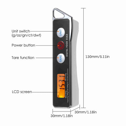 Digital Spoon Scale Electronic Measuring Spoon Scale with LCD Display, Electronic Measuring Spoon Scale Food Tare Function Capacity 0.05g to 500g g Kitchen Food Weighing Spoon Scale (Black)