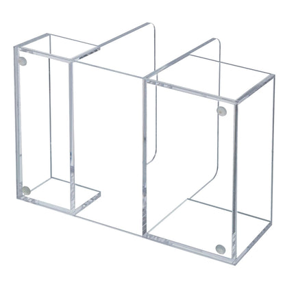 MyGift 2-in-1 Acrylic Napkin Holder with Salt and Pepper Shakers, Metal Vintage Scrollwork Dinner Table Paper Towel Condiment Holder with Rustic Solid Wood Base (Premium Clear Acrylic)